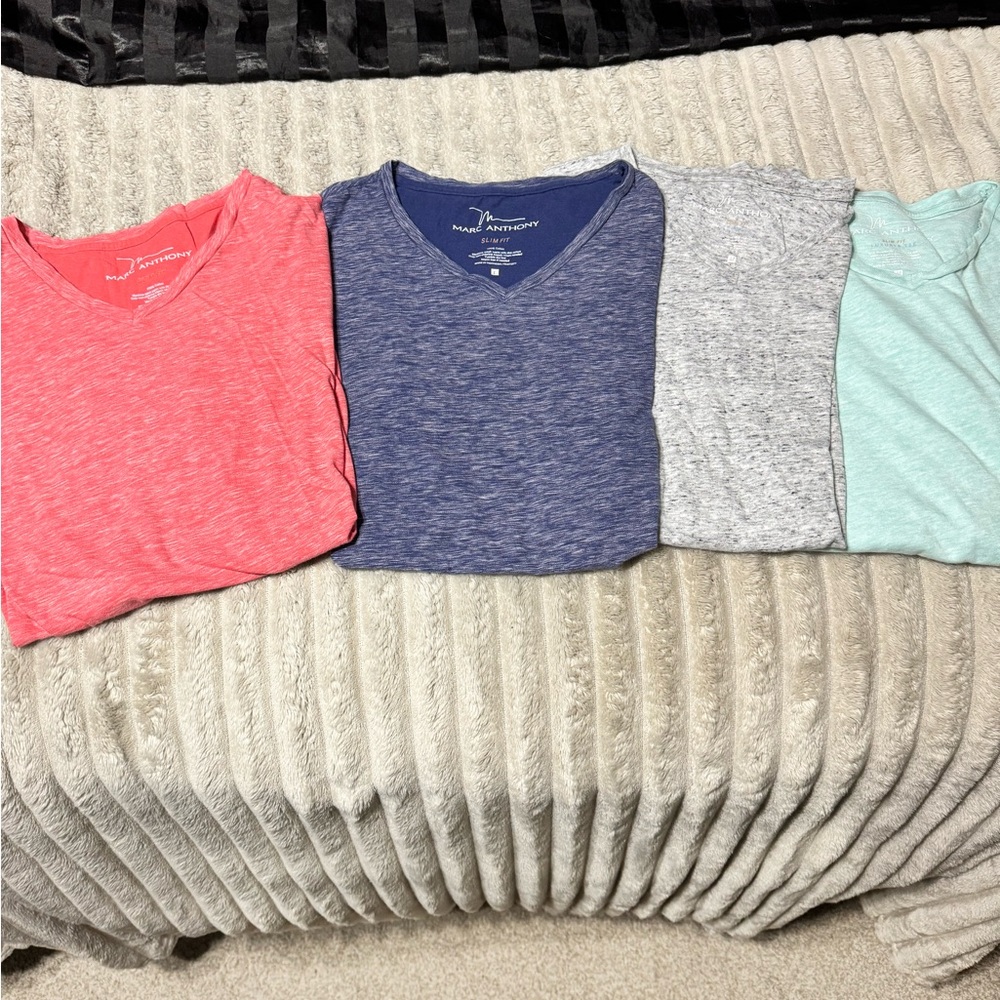 Marc Anthony Short Sleeve Tees Bundle Large Medium - Coral, Blue, Gray, Mint